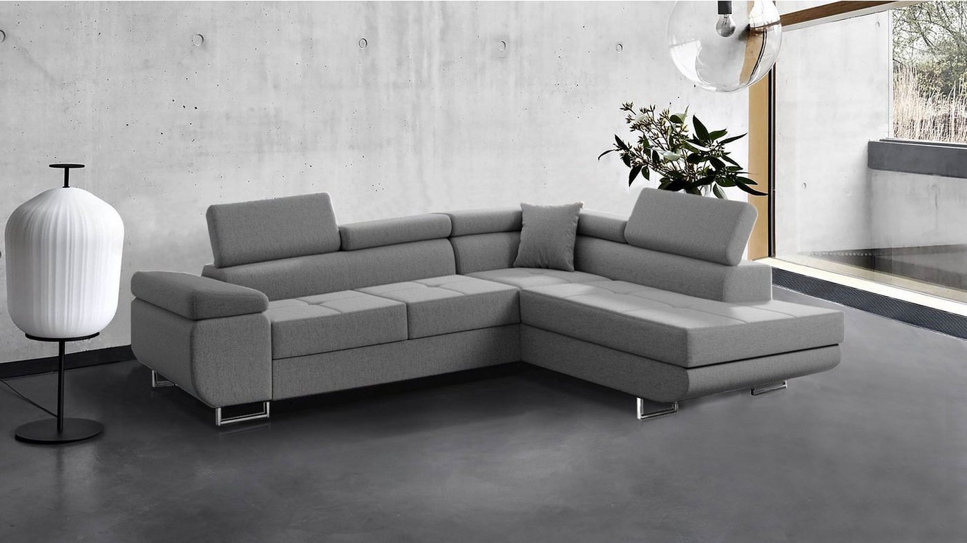 Beautysofa Ecksofa Vild, Eckcouch im modernes Stil, Stilvoll Eckcouch, Einstellbare Kopfstützen, inklusive Shlaffunktion und Bettkasten von Beautysofa