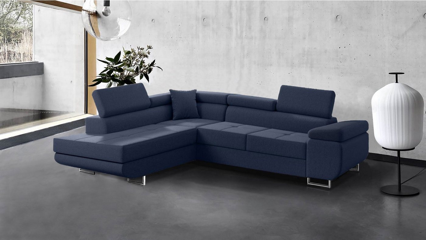 Beautysofa Ecksofa Vild, Eckcouch im modernes Stil, Stilvoll Eckcouch, Einstellbare Kopfstützen, inklusive Shlaffunktion und Bettkasten von Beautysofa