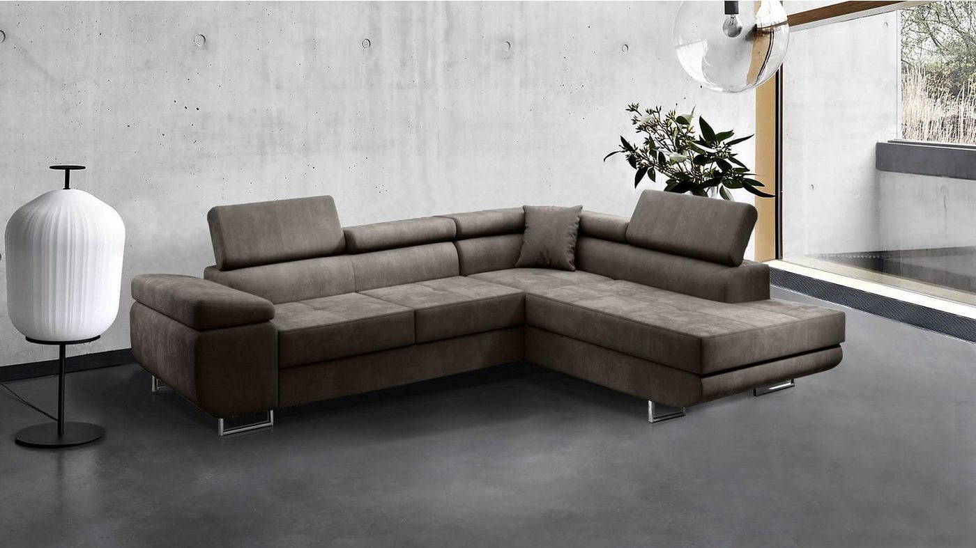 Beautysofa Ecksofa Vild, Eckcouch im modernes Stil, Stilvoll Eckcouch, Einstellbare Kopfstützen, inklusive Shlaffunktion und Bettkasten von Beautysofa