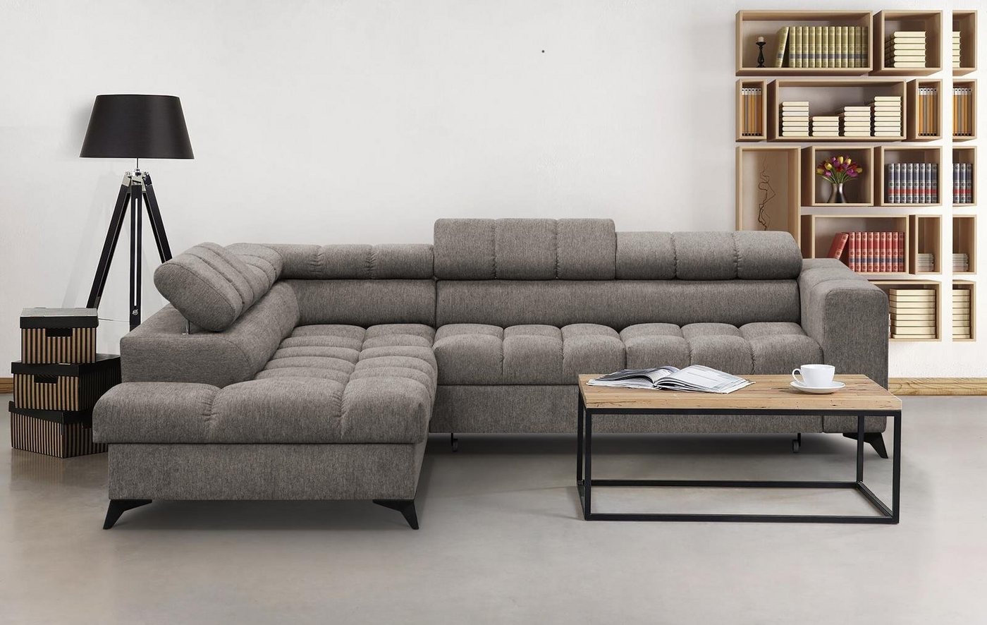 Beautysofa Ecksofa Volf, mit Schlaffunktion, mit Bettkasten, mit verstellbare Kopfstützen, im modernes Design, Eckcouch für Wohnzimmer, Schlafecke aus Velours von Beautysofa