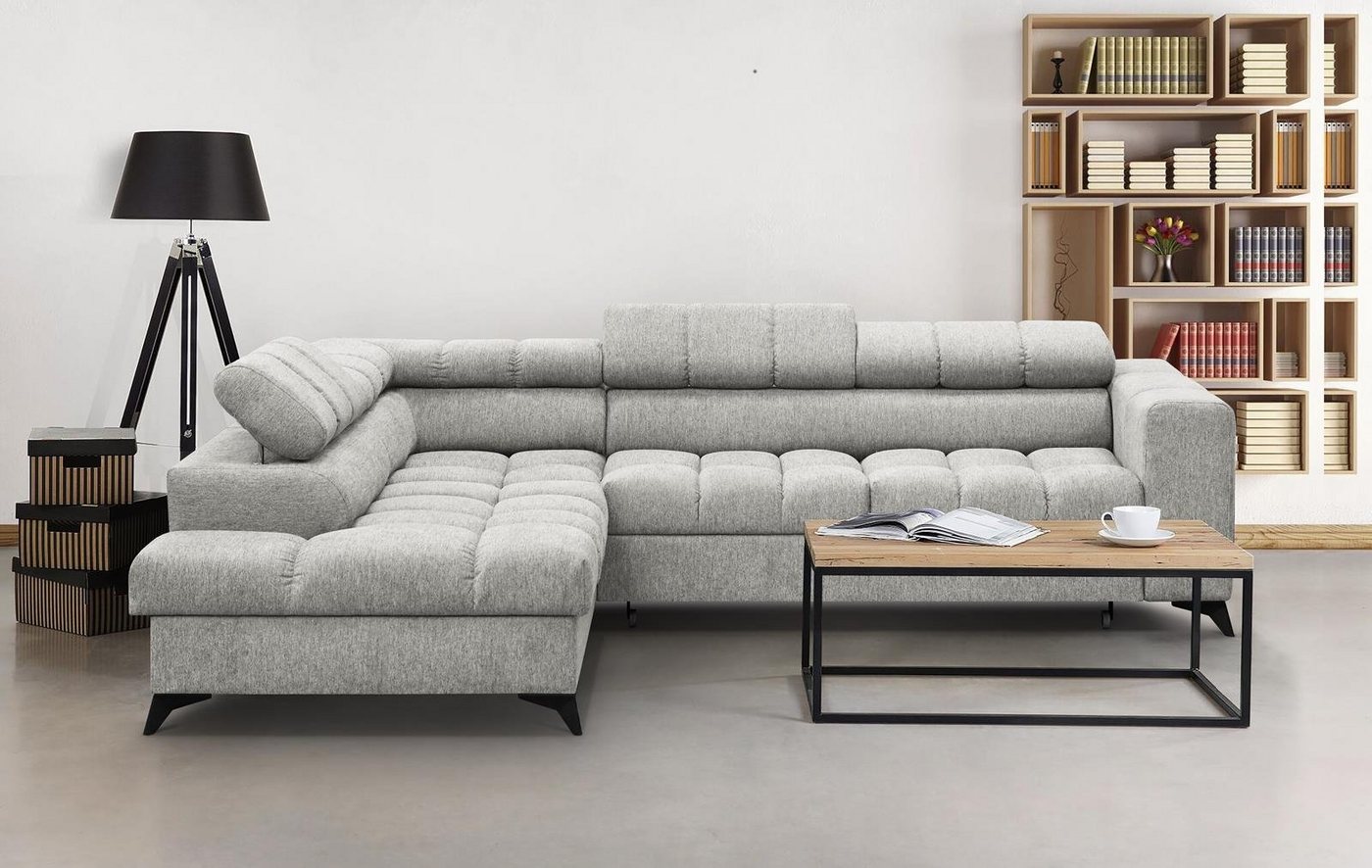 Beautysofa Ecksofa Volf, mit Schlaffunktion, mit Bettkasten, mit verstellbare Kopfstützen, im modernes Design, Eckcouch für Wohnzimmer, Schlafecke aus Velours von Beautysofa