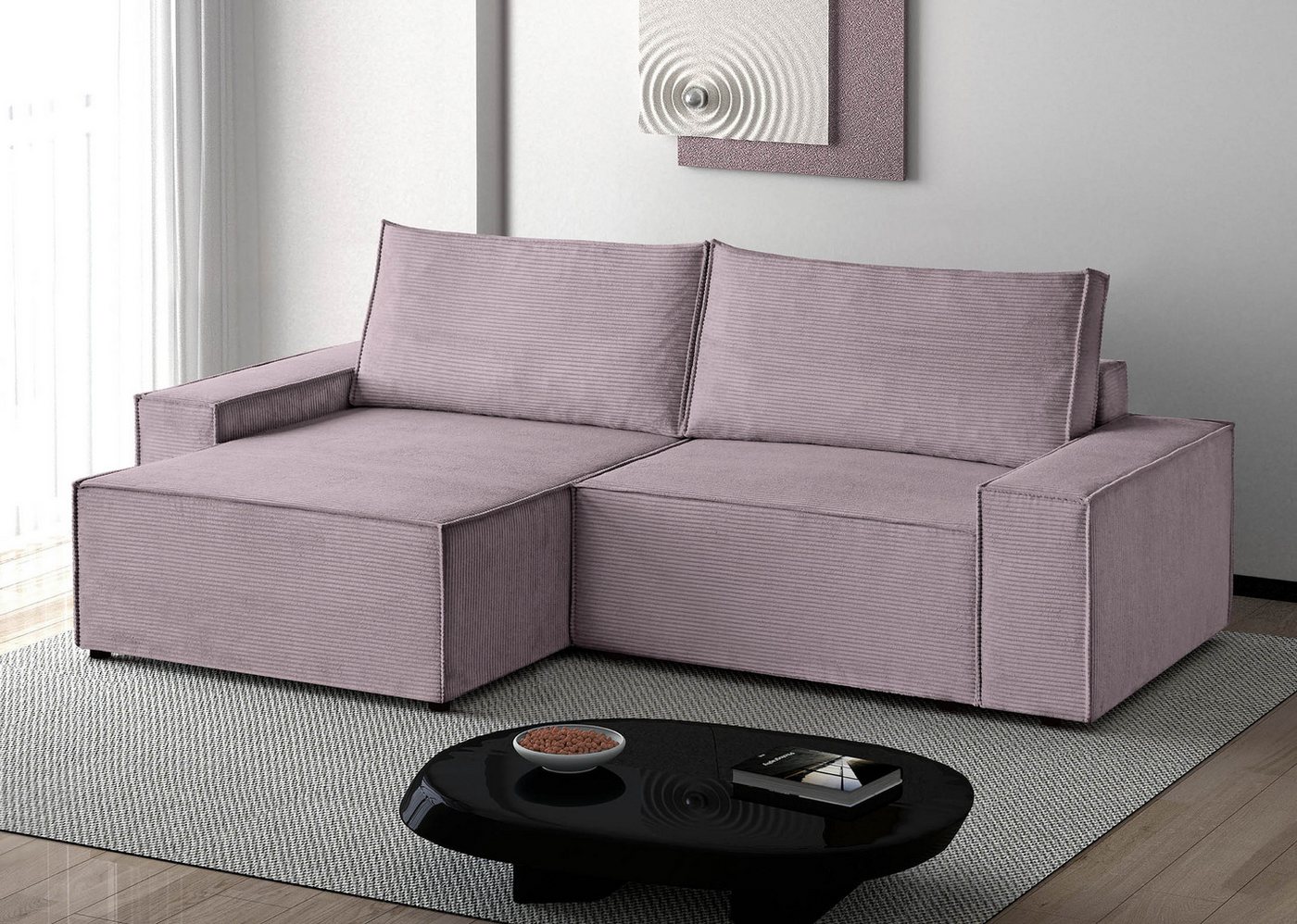 Beautysofa Ecksofa komfortable Zimmerecke San Remo mit gestreiftem Stoff von Beautysofa