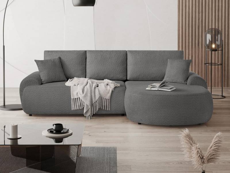 Beautysofa Ecksofa mit Kissen aus Bouclé-Stoff TEDDY, In vielen Farben zur Auswahl von Beautysofa