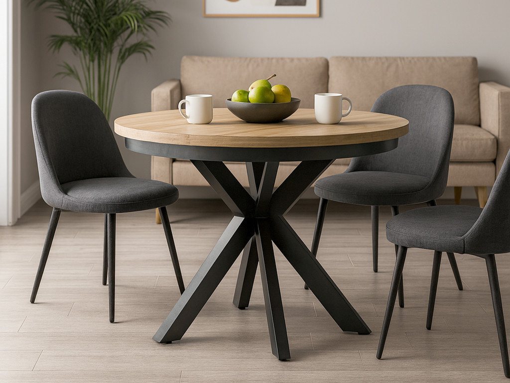 Beautysofa Esstisch Bilbao im Loft-Stil, ausziehbar Ø 100–180 cm (hitze- und verfärbungsbeständig, Metallbeinen), verschiedene Farben von Beautysofa
