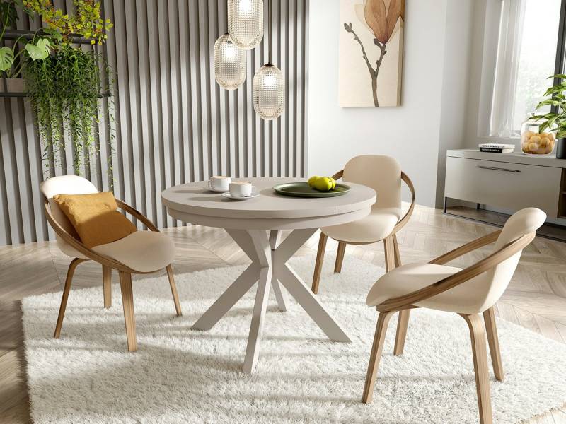 Beautysofa Esstisch Bilbao im Loft-Stil, ausziehbar Ø 100–180 cm (hitze- und verfärbungsbeständig, Metallbeinen), verschiedene Farben von Beautysofa