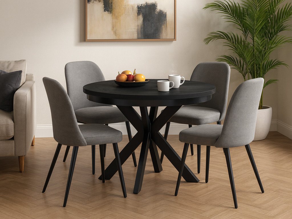 Beautysofa Esstisch Bilbao im Loft-Stil, ausziehbar Ø 100–180 cm (hitze- und verfärbungsbeständig, Metallbeinen), verschiedene Farben von Beautysofa