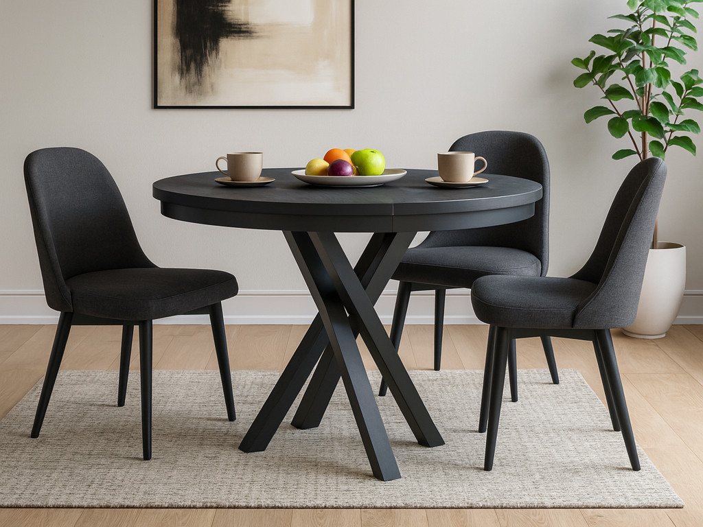 Beautysofa Esstisch Kris im Modern-Stil, ausziehbar Ø 100–140 cm (hitze- und verfärbung beständig, Metallbeinen), verschiedene Farben von Beautysofa