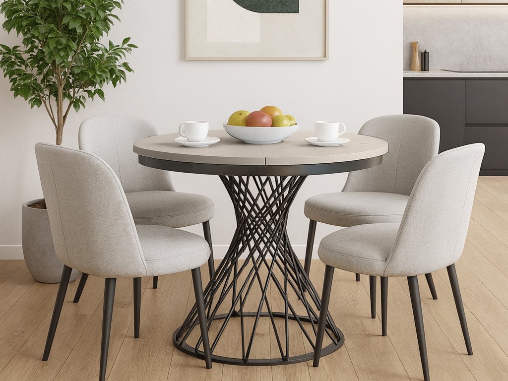 Beautysofa Esstisch Laura im Loft-Stil, ausziehbar Ø 100–140 cm (hitze- und verfärbung beständig, Metallbeinen), verschiedene Farben von Beautysofa
