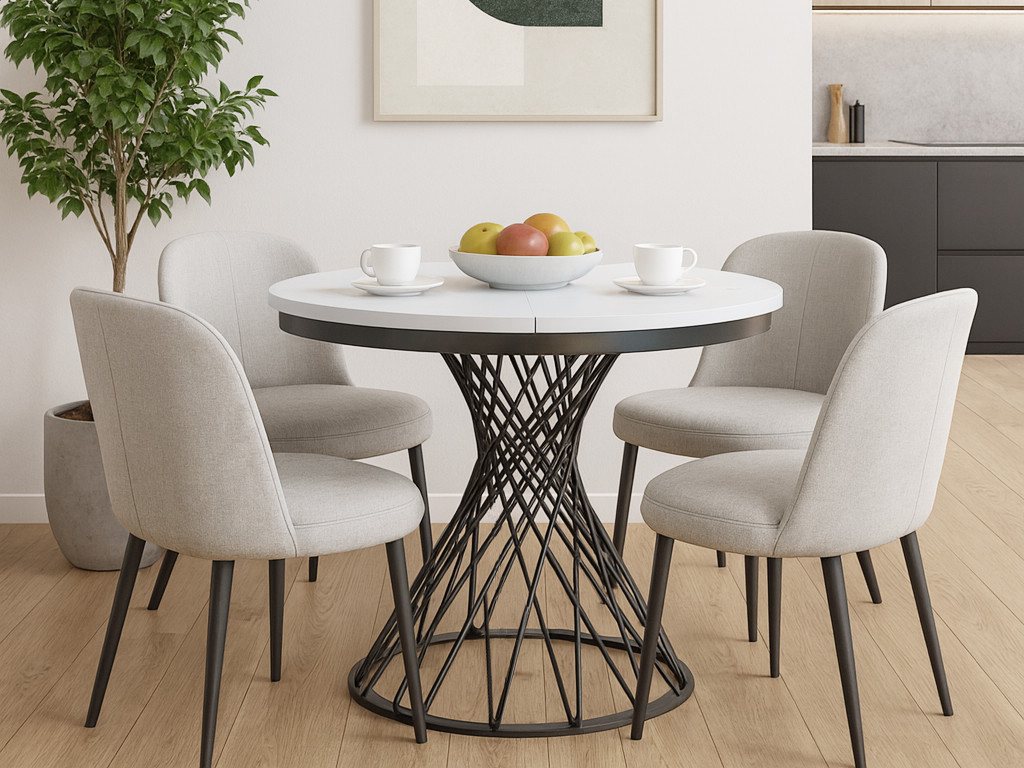 Beautysofa Esstisch Laura im Loft-Stil, ausziehbar Ø 100–140 cm (hitze- und verfärbung beständig, Metallbeinen), verschiedene Farben von Beautysofa