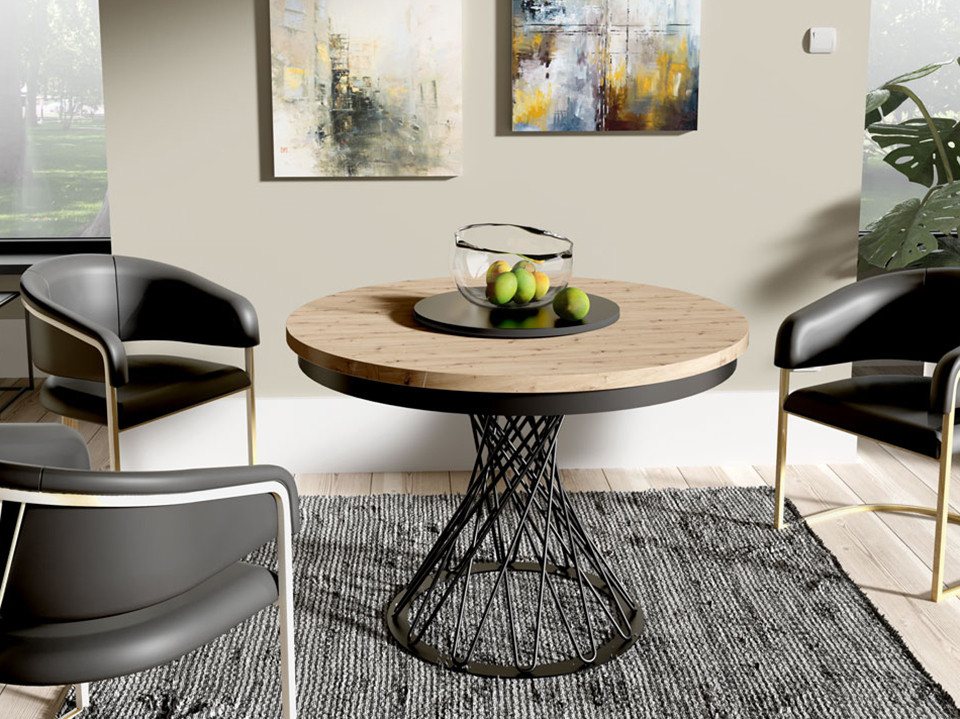 Beautysofa Esstisch Laura im Loft-Stil, ausziehbar Ø 100–140 cm (hitze- und verfärbung beständig, Metallbeinen), verschiedene Farben von Beautysofa