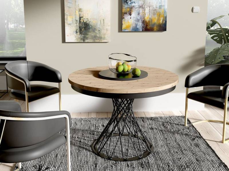 Beautysofa Esstisch Laura im Loft-Stil, ausziehbar Ø 100–140 cm (hitze- und verfärbung beständig, Metallbeinen), verschiedene Farben von Beautysofa
