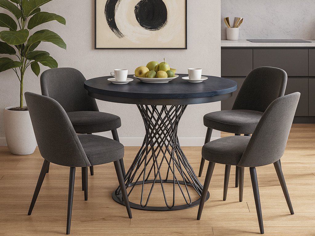 Beautysofa Esstisch Laura im Loft-Stil, ausziehbar Ø 100–140 cm (hitze- und verfärbung beständig, Metallbeinen), verschiedene Farben von Beautysofa