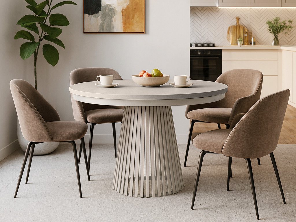 Beautysofa Esstisch Lumi im Loft-Stil, ausziehbar Ø 100–180 cm (hitze- und verfärbung beständig, Metallbeinen), verschiedene Farben von Beautysofa