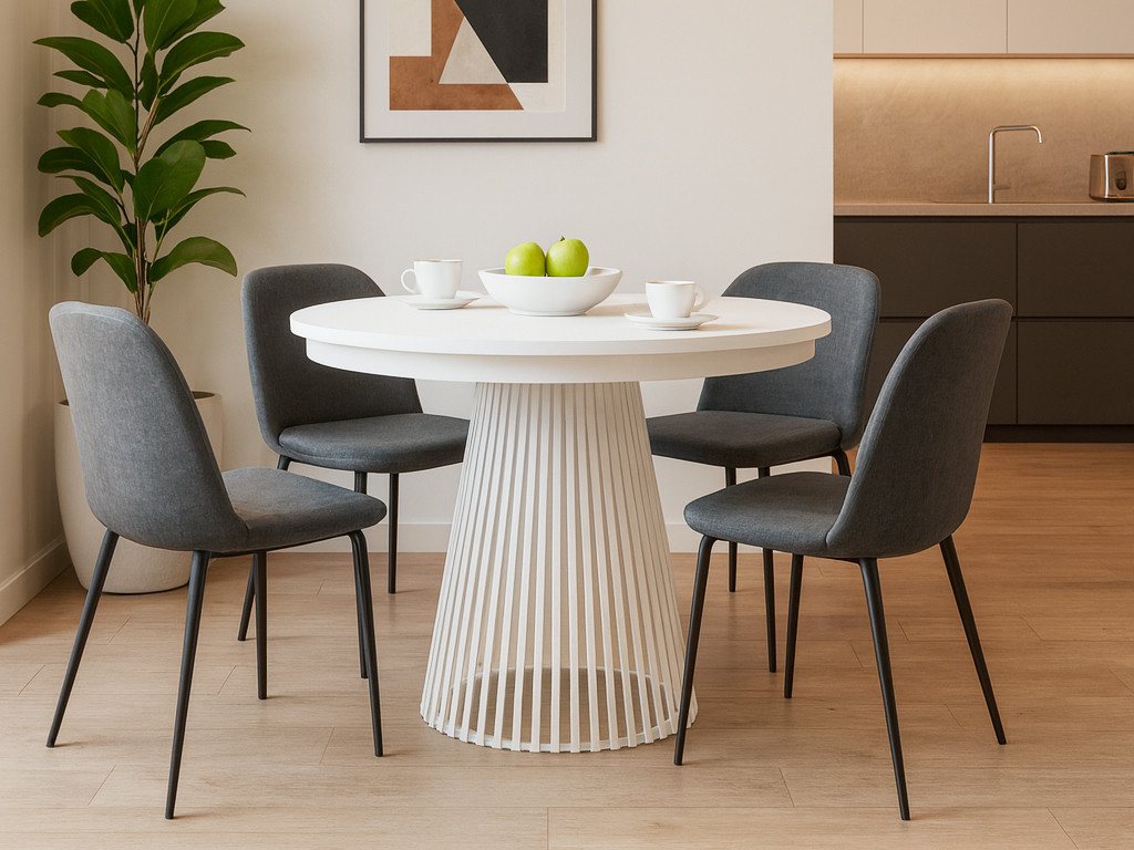 Beautysofa Esstisch Lumi im Loft-Stil, ausziehbar Ø 100–180 cm (hitze- und verfärbung beständig, Metallbeinen), verschiedene Farben von Beautysofa