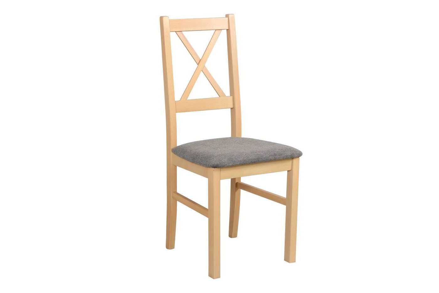 Beautysofa Esszimmerstuhl Stuhl Nilo X (2 Stk. pro Satz) aus Holz mit gepolstertem Sitz (6 St), Beine in: Buche, Sonoma, Stirling, Nussbaum, Schwarz und Weiß von Beautysofa