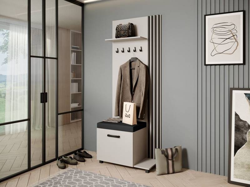 Beautysofa Garderobenschrank Garderobenschrank mit Aufhängern LIVIA (Mit eleganten Kleiderbügeln) mit Verschließbarer Schuhschrank von Beautysofa