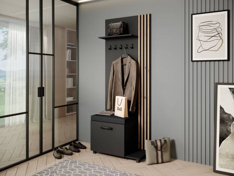 Beautysofa Garderobenschrank Garderobenschrank mit Aufhängern LIVIA (Mit eleganten Kleiderbügeln) mit Verschließbarer Schuhschrank von Beautysofa