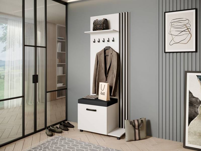 Beautysofa Garderobenschrank Garderobenschrank mit Aufhängern LIVIA (Mit eleganten Kleiderbügeln) mit Verschließbarer Schuhschrank von Beautysofa