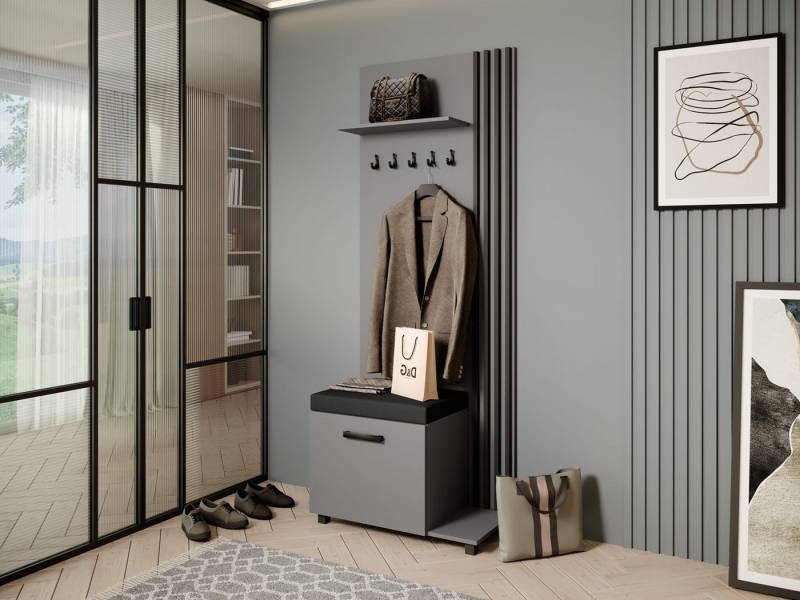 Beautysofa Garderobenschrank Garderobenschrank mit Aufhängern LIVIA (Mit eleganten Kleiderbügeln) mit Verschließbarer Schuhschrank von Beautysofa