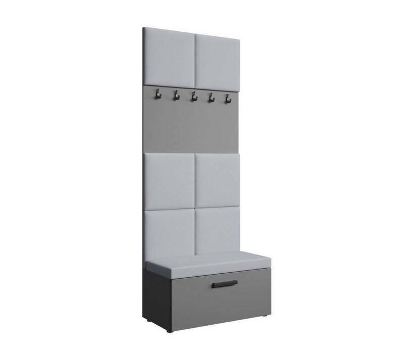 Beautysofa Garderobenschrank MARGARET I mit gepolsterten Paneelen und Kleiderhaken von Beautysofa