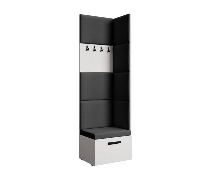 Beautysofa Garderobenschrank mit gepolsterten Paneelen MARGARET V modernes Design, mit praktischen Kleiderhaken von Beautysofa