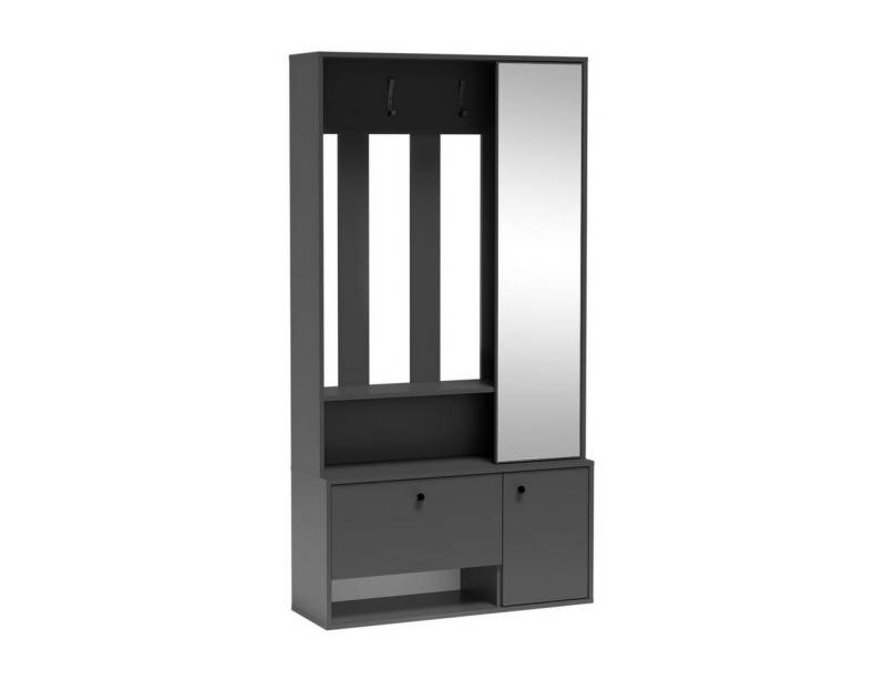 Beautysofa Garderobenschrank POTS UNI mit Spiegel, universell montierbar (links/rechts) Optional mit gepolstertem Sitz oder ohne von Beautysofa
