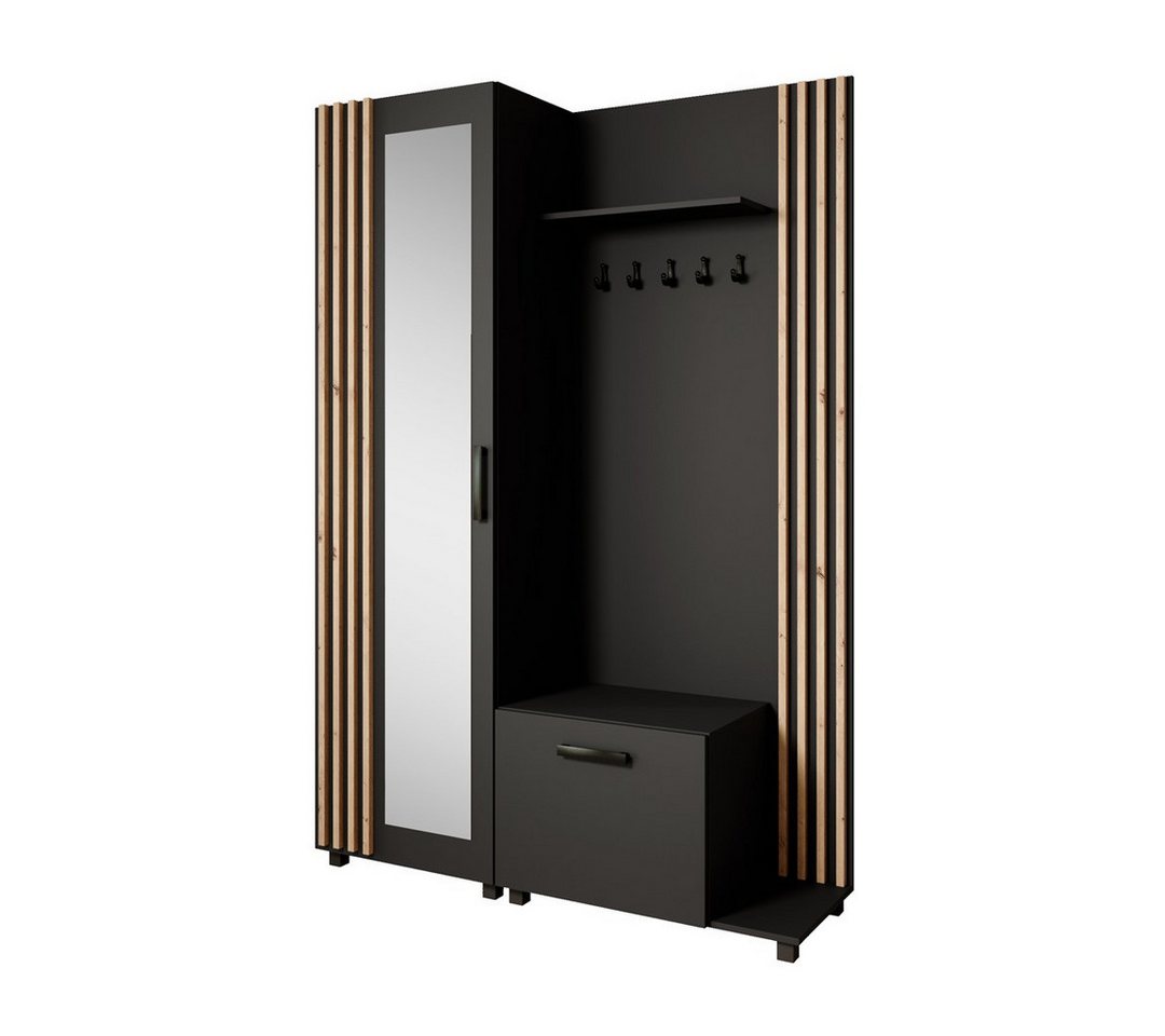 Beautysofa Garderobenschrank mit Aufhängern und Spiegel LIVIA (Geräumiger Schuhschrank) mit praktischer Kleiderstange von Beautysofa