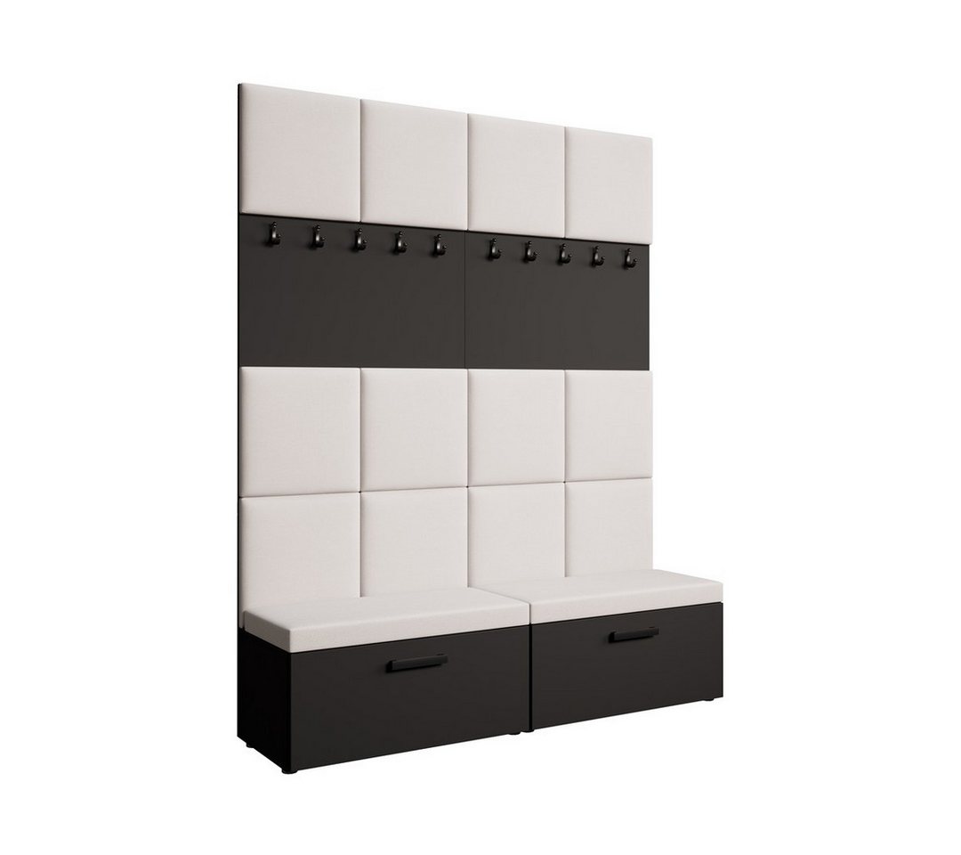 Beautysofa Garderobenschrank mit gepolsterten Paneelen MARGARET I+I (mit praktischen Kleiderhaken dazwischen für Jacken und Mäntel) Verschließbarer Schuhschrank, für Ordnung im Flur sorgt von Beautysofa