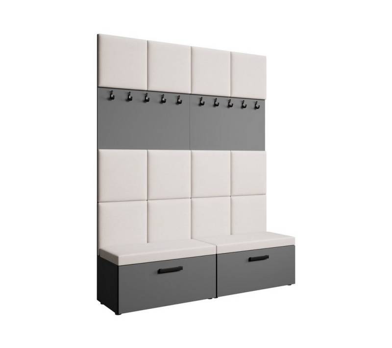 Beautysofa Garderobenschrank mit gepolsterten Paneelen MARGARET I+I (mit praktischen Kleiderhaken dazwischen für Jacken und Mäntel) Verschließbarer Schuhschrank, für Ordnung im Flur sorgt von Beautysofa