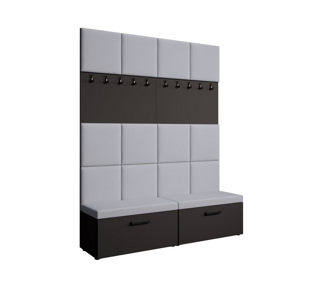 Beautysofa Garderobenschrank mit gepolsterten Paneelen MARGARET I+I (mit praktischen Kleiderhaken dazwischen für Jacken und Mäntel) Verschließbarer Schuhschrank, für Ordnung im Flur sorgt von Beautysofa