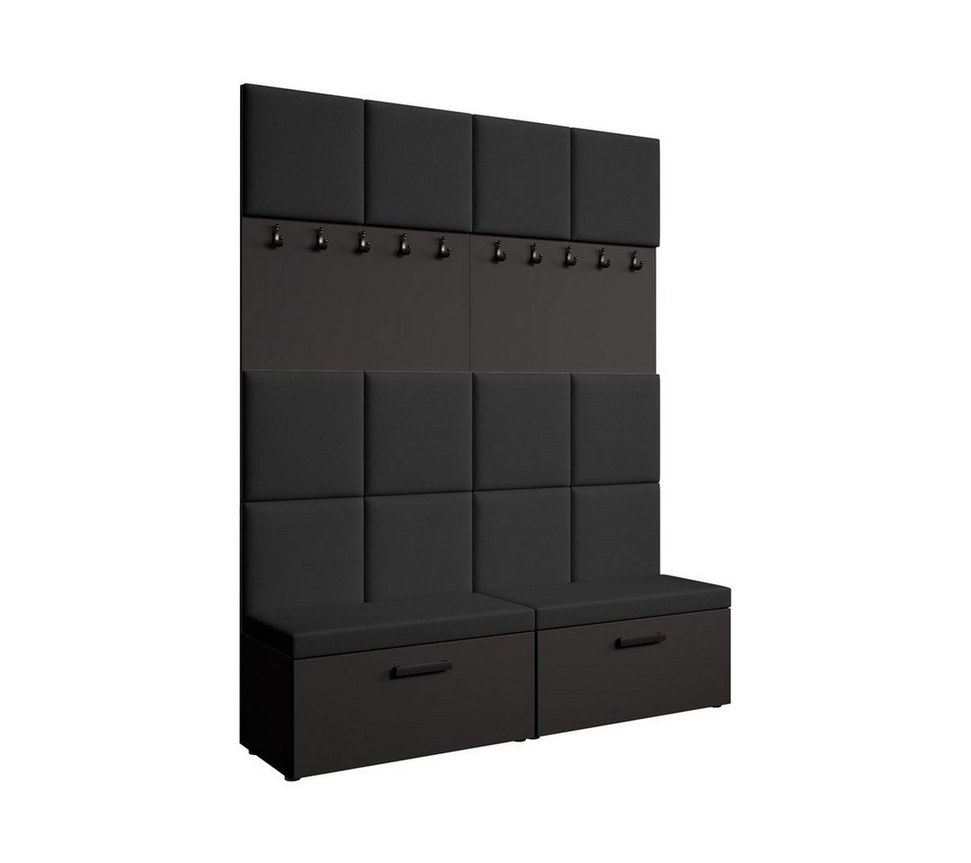 Beautysofa Garderobenschrank mit gepolsterten Paneelen MARGARET I+I (mit praktischen Kleiderhaken dazwischen für Jacken und Mäntel) Verschließbarer Schuhschrank, für Ordnung im Flur sorgt von Beautysofa