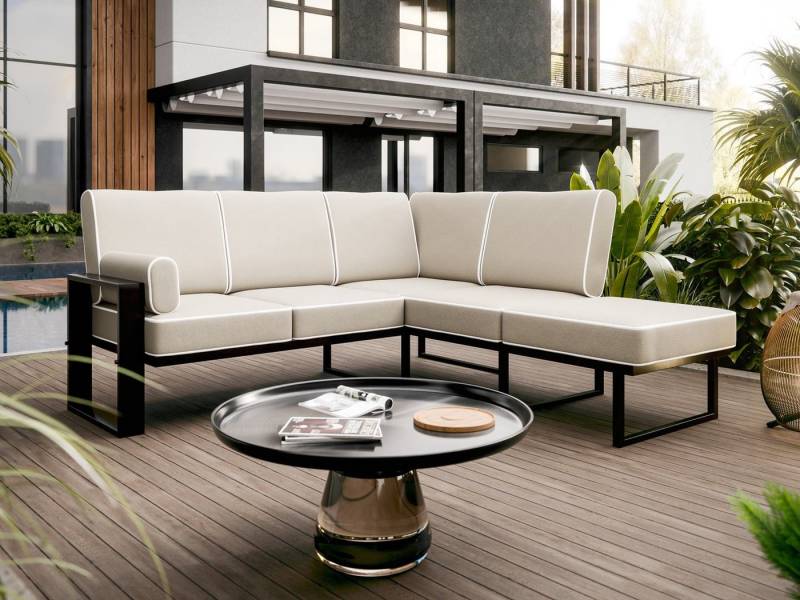 Beautysofa Gartenlounge-Set VERDINO 2R2 - Gartenecksofa, mit Metallrahmen, wasserdichtes Gewebe, Universalecke von Beautysofa