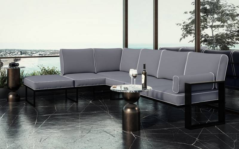 Beautysofa Gartenlounge-Set VERDINO - Gartenecksofa, mit Metallrahmen, wasserdichtes Gewebe von Beautysofa