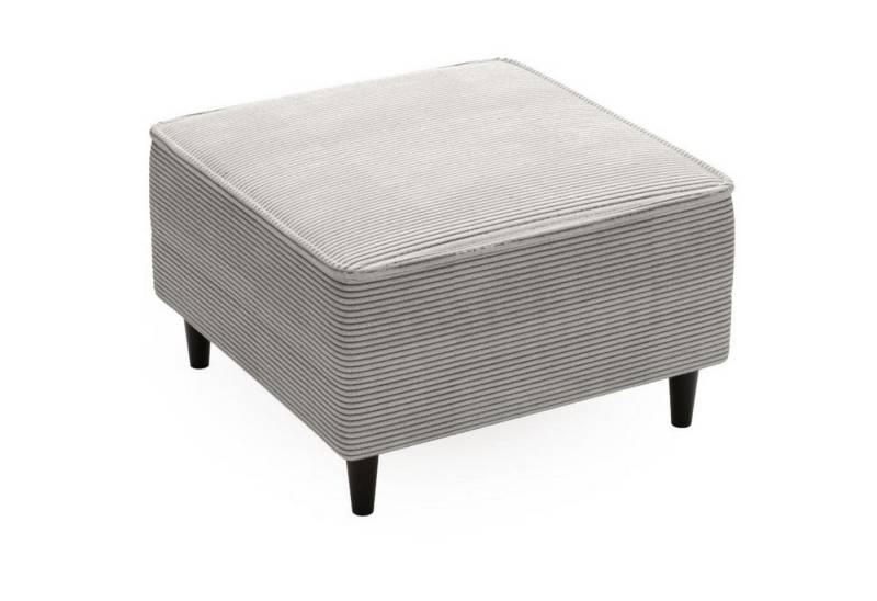 Beautysofa Hocker Monte (75x75 Hocker asu Cordstoff, Beige Fußhocker mit Holzbeine), mit Wellenunterfederung von Beautysofa