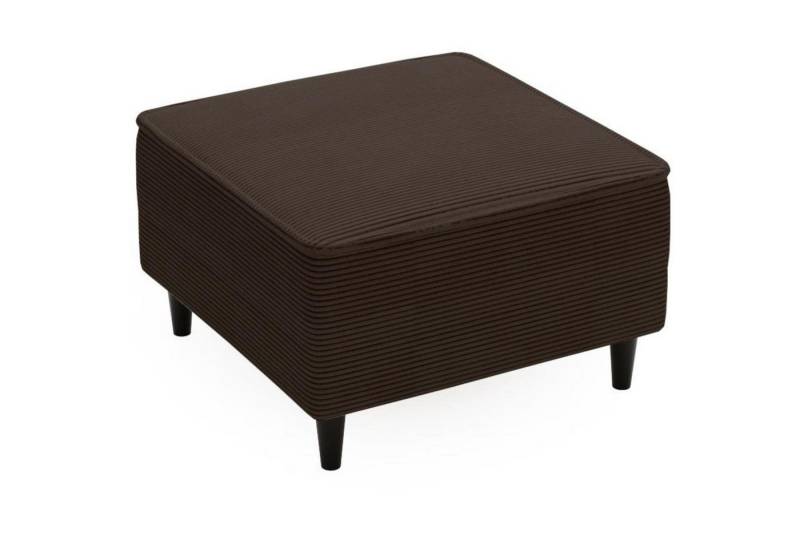 Beautysofa Hocker Monte (75x75 Hocker asu Cordstoff, Braun Fußhocker mit Holzbeine), mit Wellenunterfederung von Beautysofa