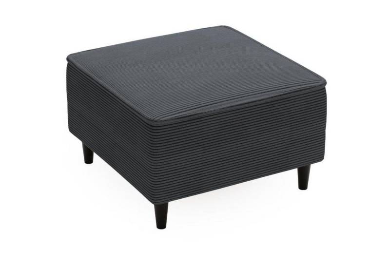 Beautysofa Hocker Monte (75x75 Hocker asu Cordstoff, Dunkelgrau Fußhocker mit Holzbeine), mit Wellenunterfederung von Beautysofa