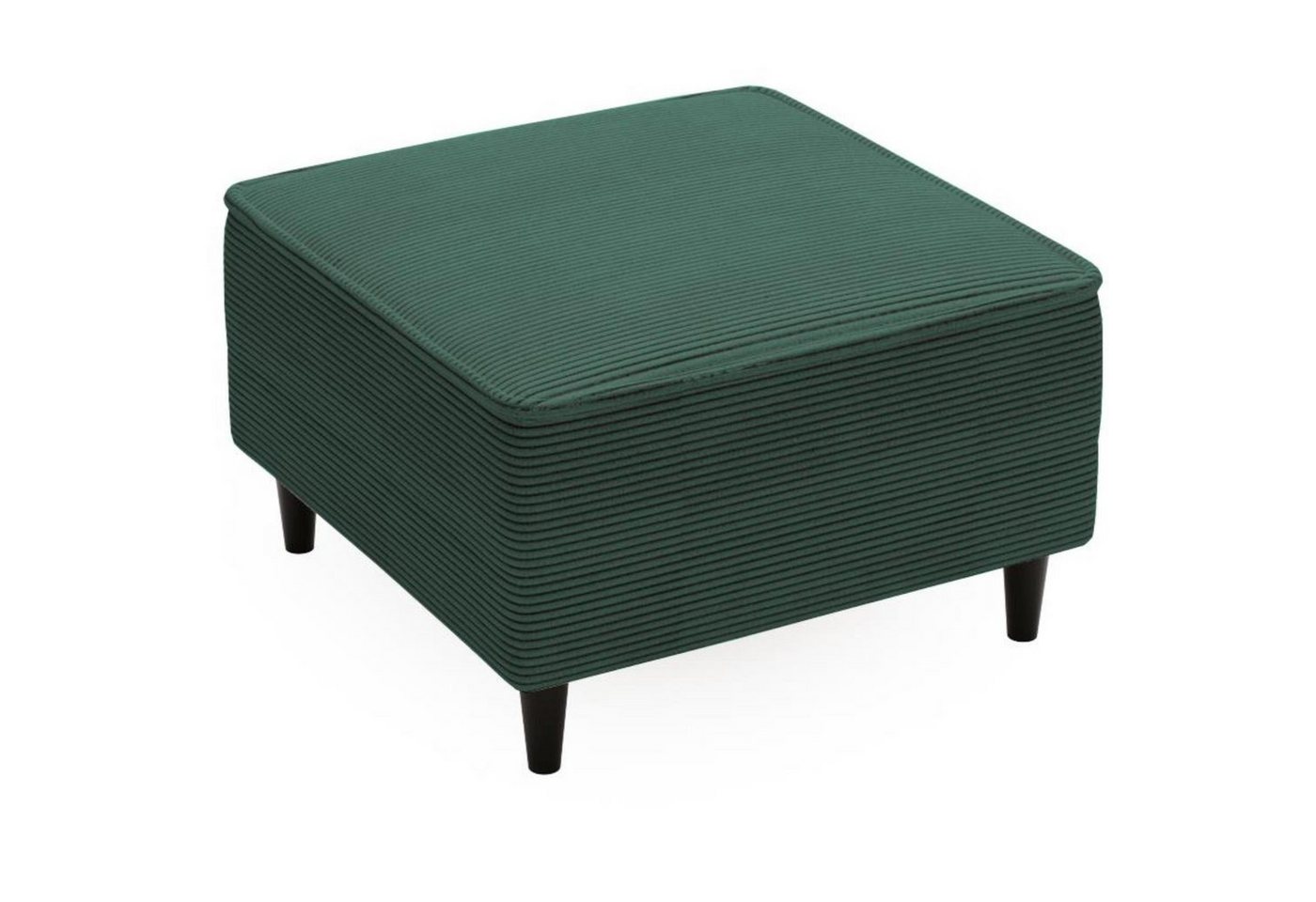 Beautysofa Hocker Monte (75x75 Hocker asu Cordstoff, Grün Fußhocker mit Holzbeine), mit Wellenunterfederung von Beautysofa