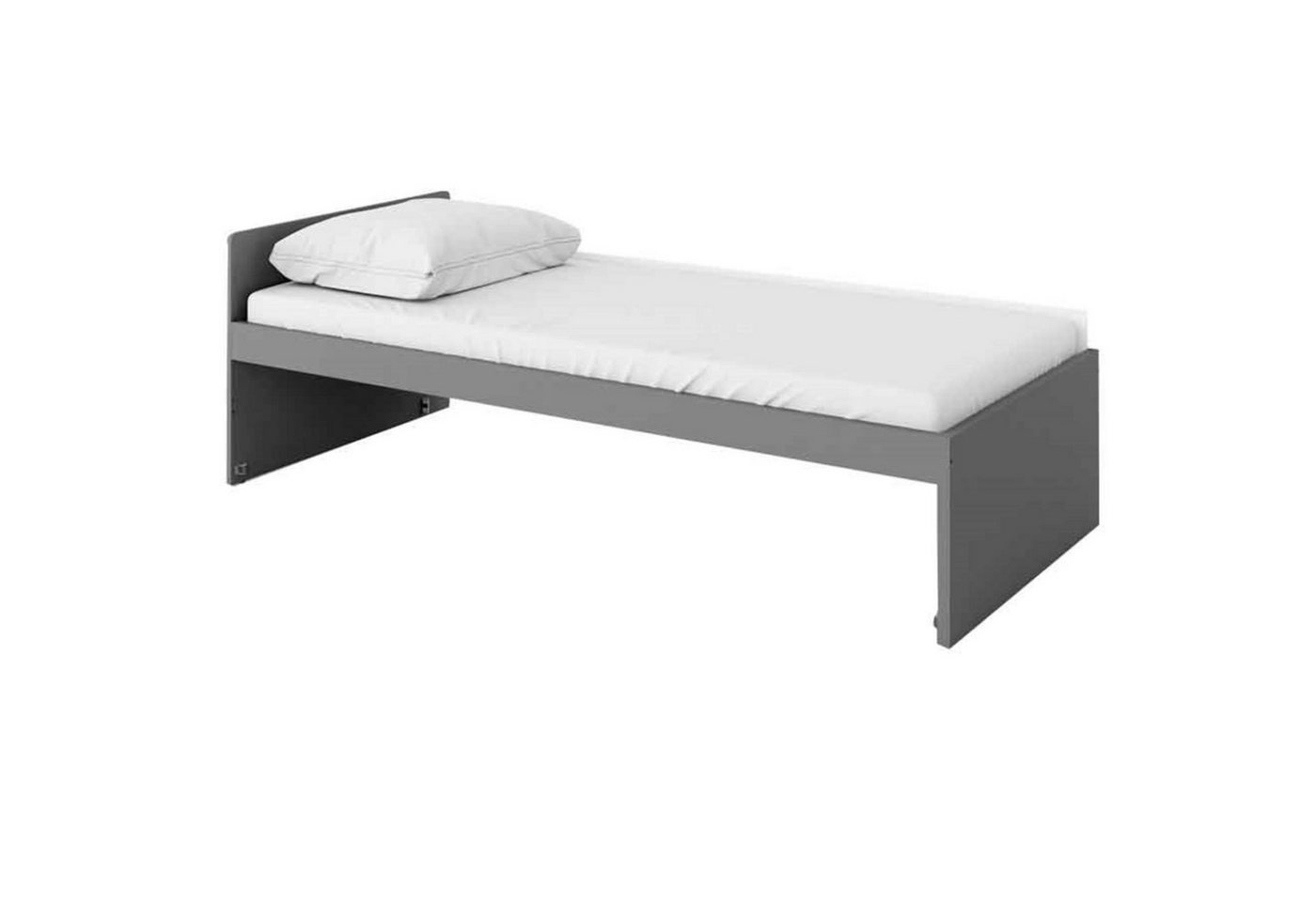 Beautysofa Jugendbett Pok (Grau Holzbett für Jugendzimmer, modernes Design, Grau Bett mit Holzgestell 90 x 200 cm), Einzelbett mit Liegefläche 90 x 200 cm von Beautysofa