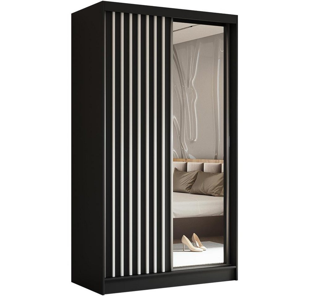 Beautysofa Kleiderschrank Helix (Garderobe mit Scharniertüren, mit Spiegel, schwarzes / weißes / graues / artisan) mit Lamellen, Schrank im modernes Stil von Beautysofa