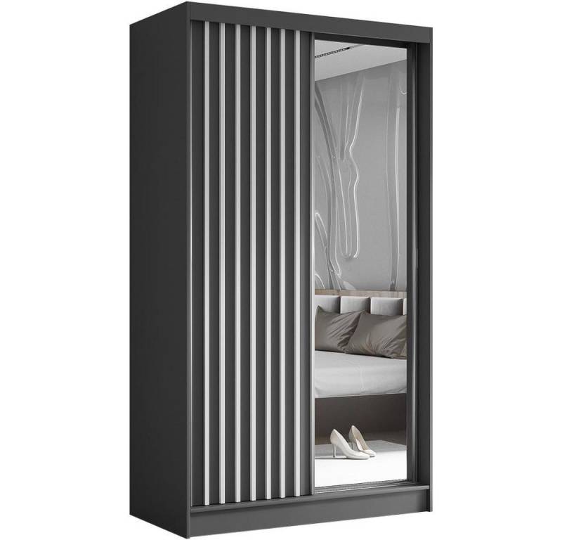 Beautysofa Kleiderschrank Helix (Garderobe mit Scharniertüren, mit Spiegel, schwarzes / weißes / graues / artisan) mit Lamellen von Beautysofa