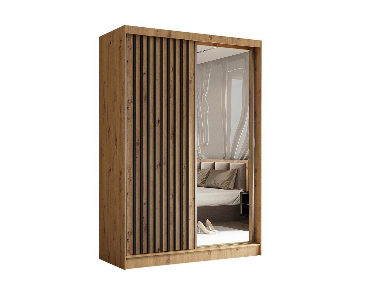 Beautysofa Kleiderschrank Helix (Garderobe mit Scharniertüren, mit Spiegel, schwarzes / weißes / graues / artisan) mit Lamellen, Schrank im modernes Stil von Beautysofa