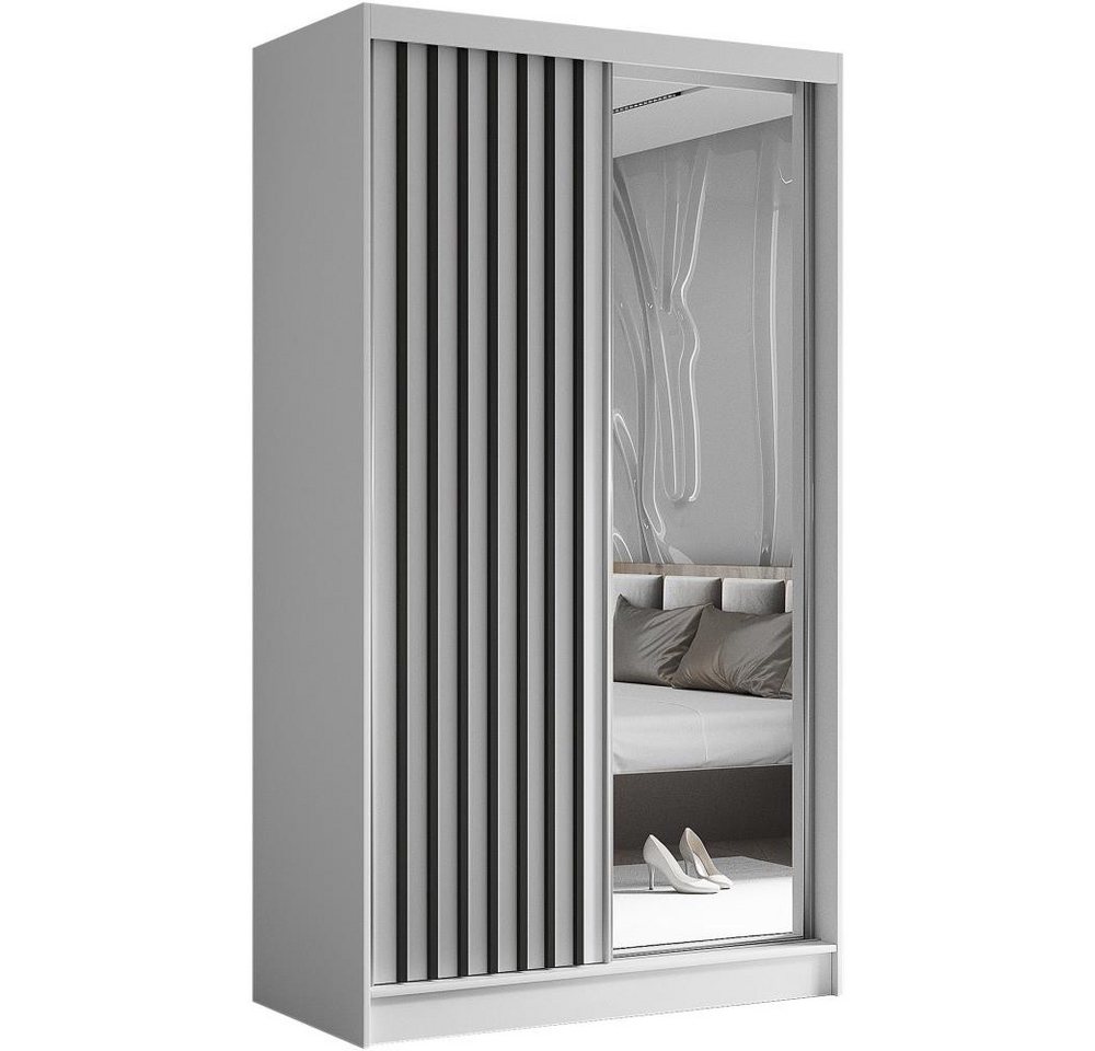 Beautysofa Kleiderschrank Helix (Garderobe mit Scharniertüren, mit Spiegel, schwarzes / weißes / graues / artisan) mit Lamellen, Schrank im modernes Stil von Beautysofa