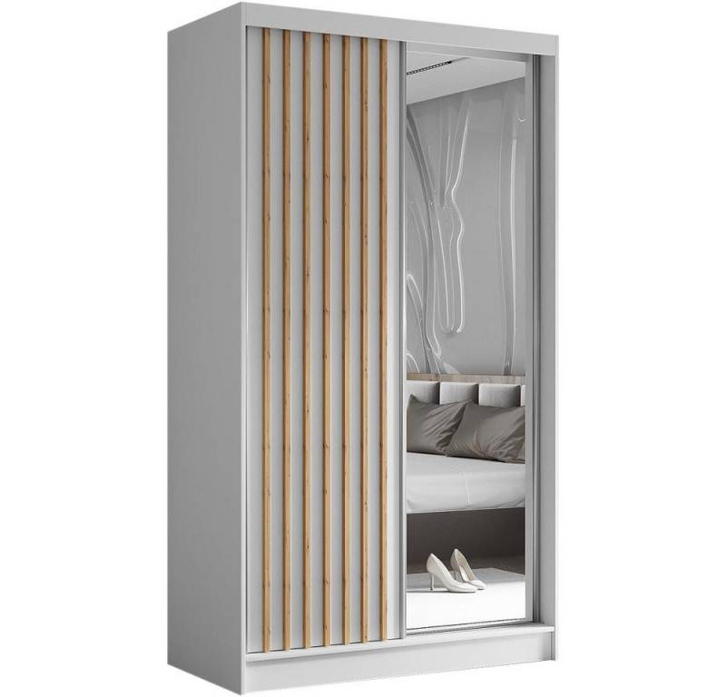 Beautysofa Kleiderschrank Helix (Garderobe mit Scharniertüren, mit Spiegel, schwarzes / weißes / graues / artisan) mit Lamellen von Beautysofa