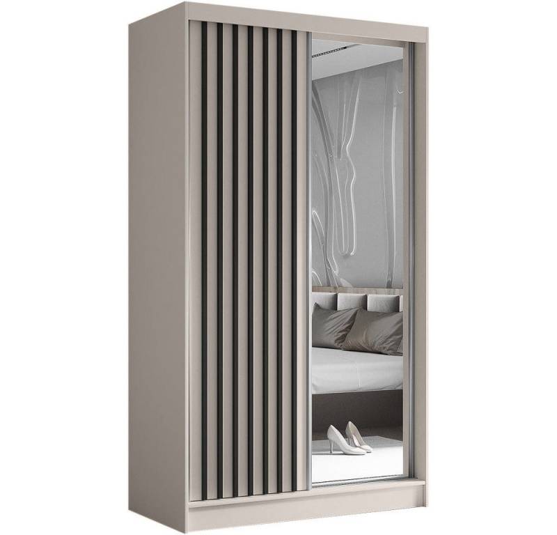 Beautysofa Kleiderschrank Helix (Garderobe mit Scharniertüren, mit Spiegel, schwarzes / weißes / graues / artisan) mit Lamellen von Beautysofa