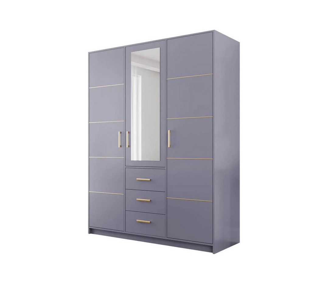 Beautysofa Kleiderschrank Kleiderschrank mit Spiegel BALID D3, Schrank 150 cm breite, Garderobenschrank mit 3 Schubladen von Beautysofa