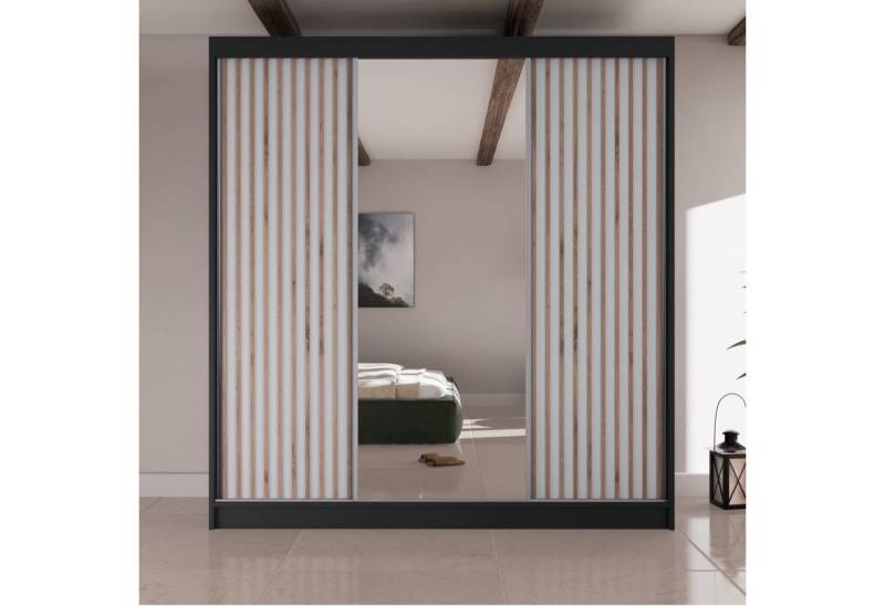 Beautysofa Kleiderschrank LICO II Breite:200cm, mit Spiegel, mit Schubladen von Beautysofa