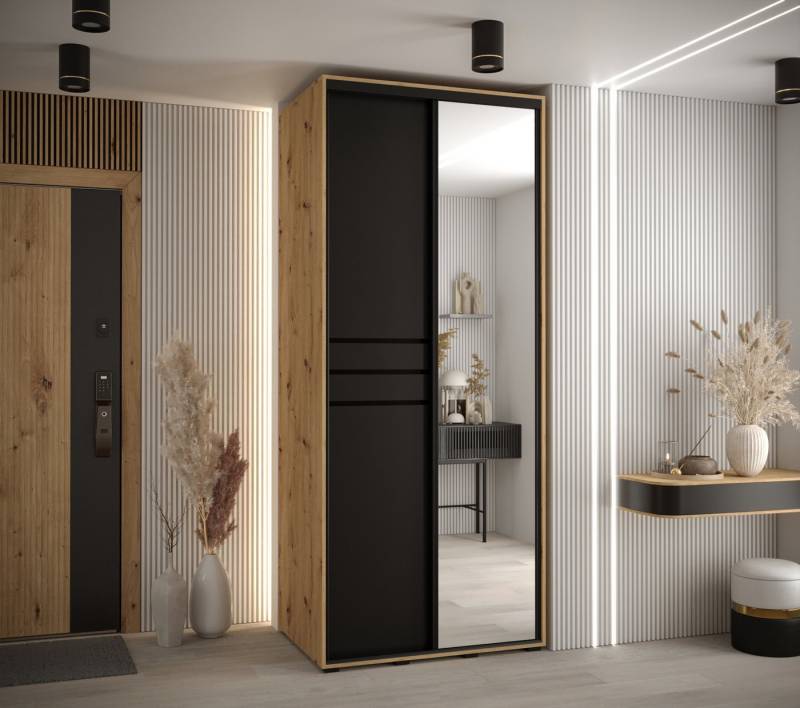 Beautysofa Kleiderschrank Moderner, eleganter Kleiderschrank mit Spiegeltür Contes 11 B:120/140/160/H:205/T:45/60CM von Beautysofa