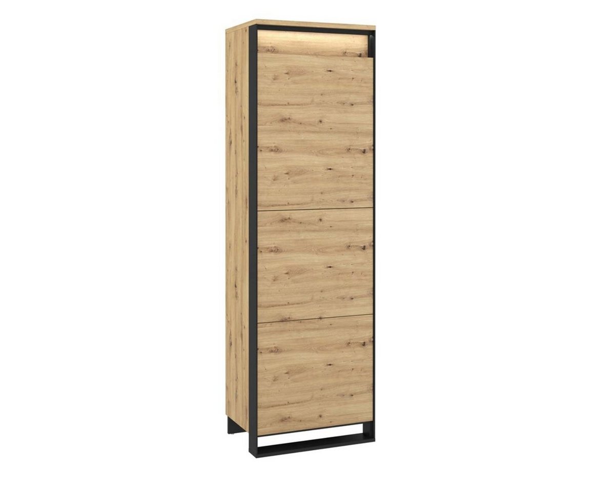 Beautysofa Kleiderschrank Quant (4x Regale, LED-Beleuchtung, modernes Eintürigschrank in loft Stil) kleine Schrank mit schwarze Gestell Beautysofa Kleiderschrank Quant (4x Regale, LED-Beleuchtung, modernes Eintürigschrank in loft Stil) kleine Schrank mit schwarze Gestell von Beautysofa