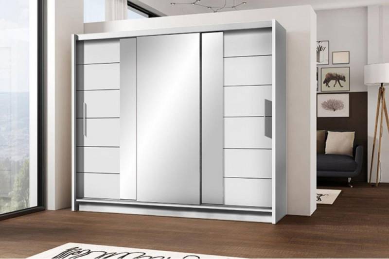 Beautysofa Kleiderschrank Schiebtürenschrank mit Spiegel LIZBONA II Kleiderschrank mit Schubladen, Sideboard 3-türig Schrank von Beautysofa