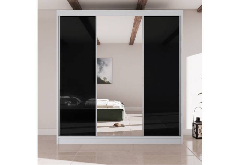 Beautysofa Kleiderschrank VELIS II Breite: 200cm, mit Spiegel und Lakobel, mit Schubladen von Beautysofa